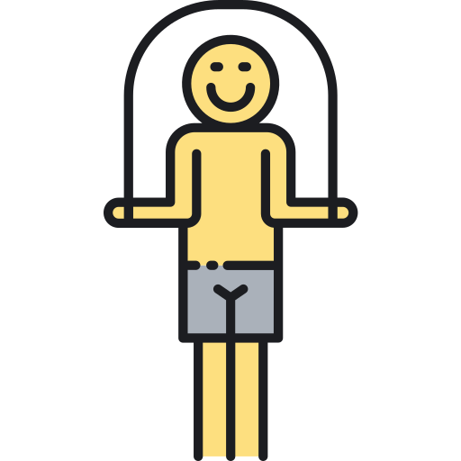 man with smiling face jumping rope